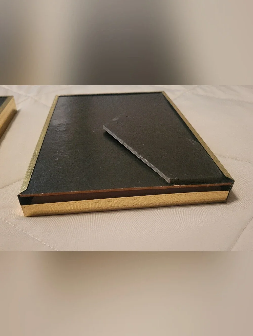 Set of two Vintage Mid Century Modern gold-toned metal shadow box picture Frames